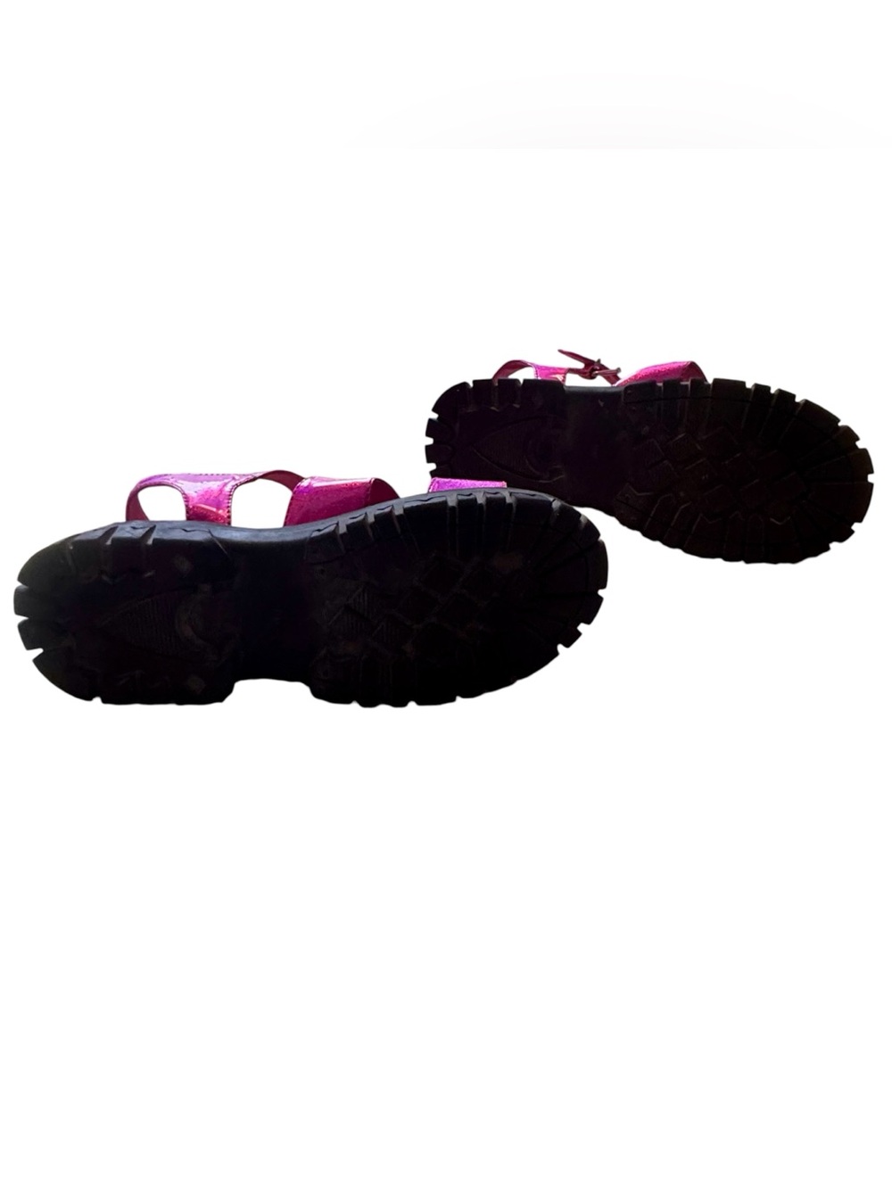 dELiA*s Metallic Fuchsia Glitter Chunky Sole Sandals - Picture 2 of 8